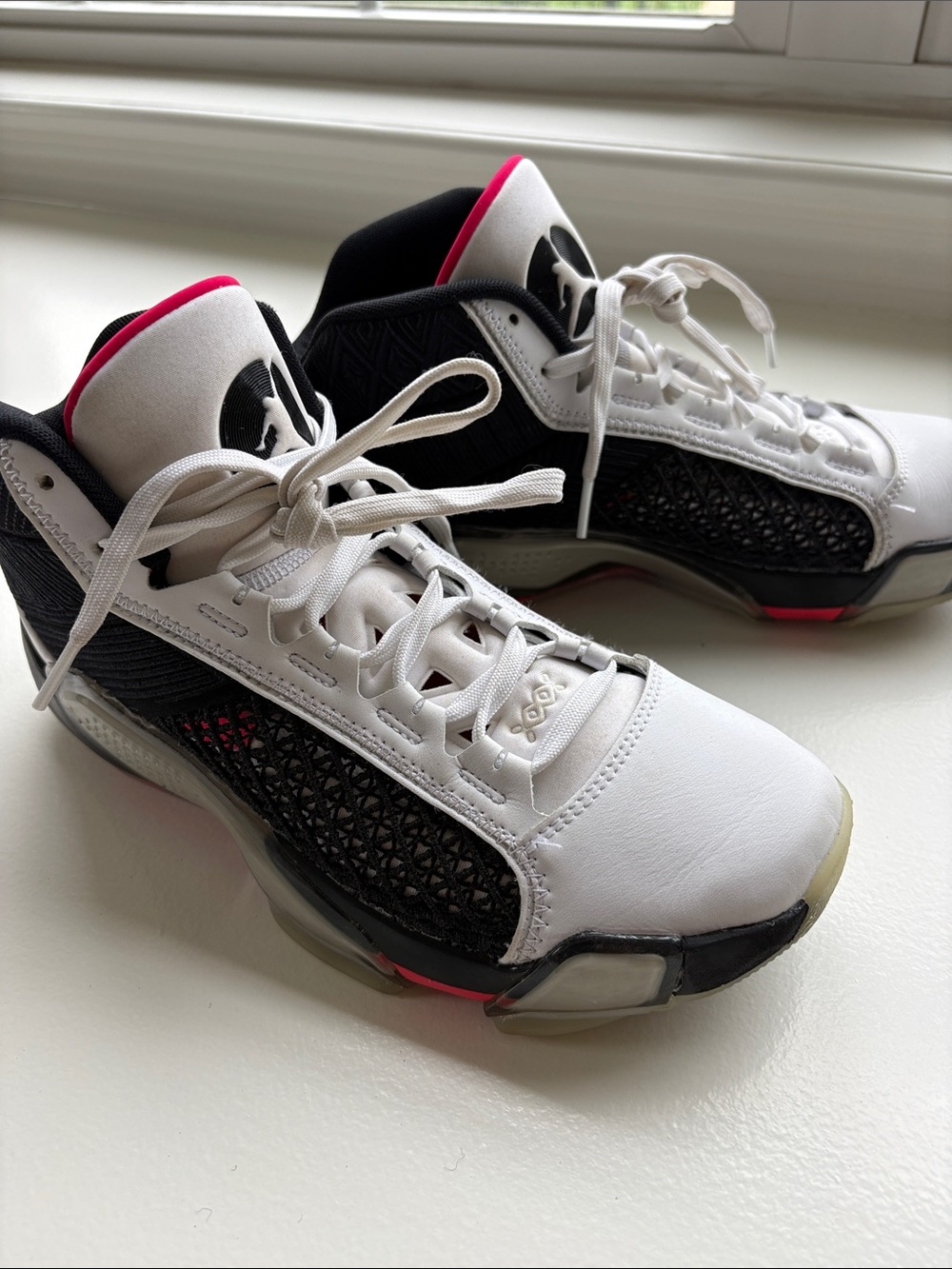 Jordan Men’s White, Black and Pink Basketball Sneakers
